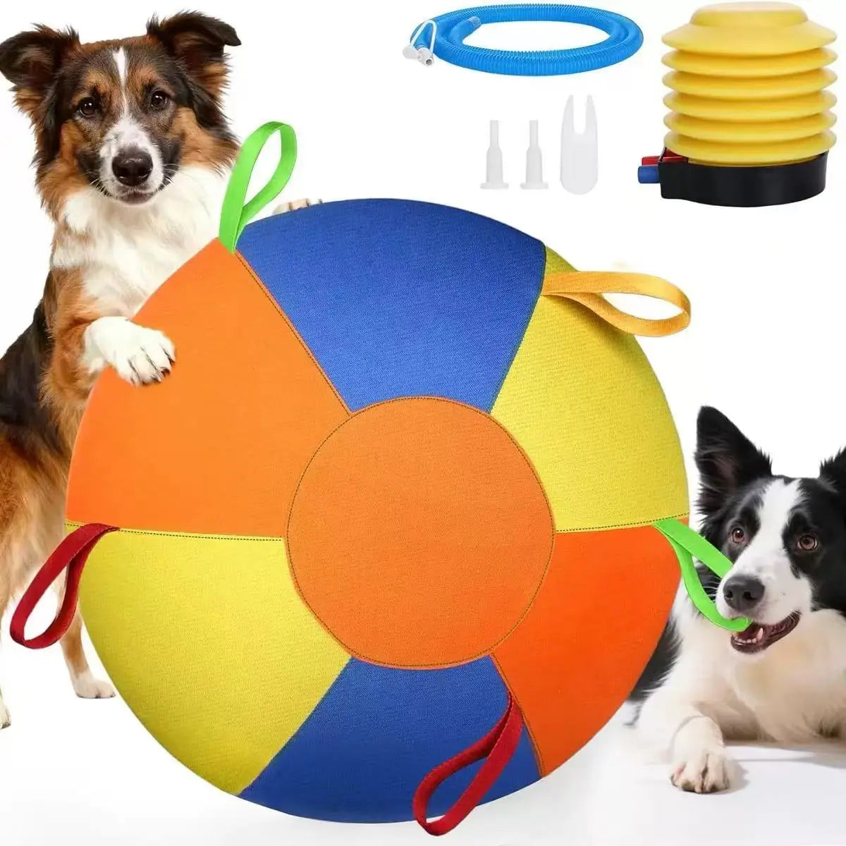 18-In Geometric Anti-Burst Dog Herding Ball Toy, 600D Oxford Dual-Layer PVC, Durable Bite-Resistant with Reinforced Stitching, Stimulates Play for Medium Dogs (Ideal for Australian Shepherds)
