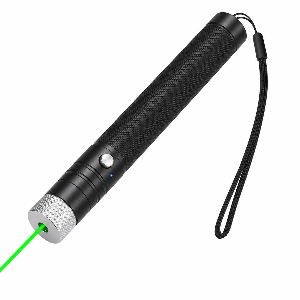 Puntero láser verde recargable con cinta de mano
