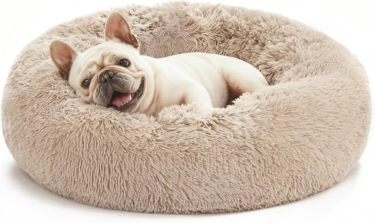 Cama calmante donut beige para perros y gatos