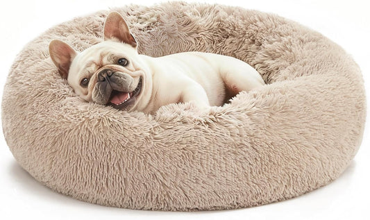 Cama calmante donut beige para perros y gatos