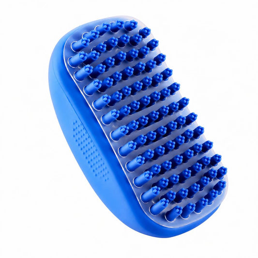 Cepillo de baño y masaje azul para mascotas